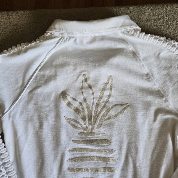 Lily Pulitzer Brigantine White Gold Glitter Stripe Pineapple Jacket size small - Picture 12 of 16